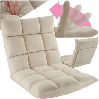 TecTake Tectake - Poltrona relax Snooze, 2 in 1, velluto, regolabile in 14 posizioni - poltrona imbottita, poltrona da pavimento, cuscino per seduta