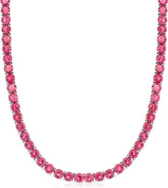 Ross-Simons Pink Topaz Tennis Necklace in Sterling Silver