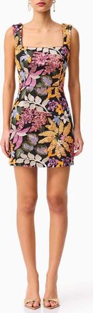 Elliatt Kiran Floral Embellished Sleeveless Minidress in Black Multi at Nordstrom, Size Xx-Large