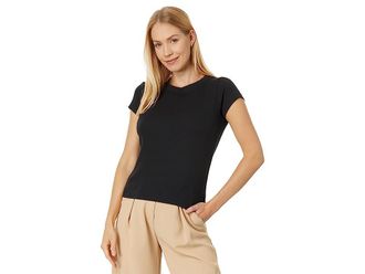 Madewell Supima(r) Rib T-Shirts Womens T Shirt True Black : LG (Womens 10-12), Cotton/Elastane
