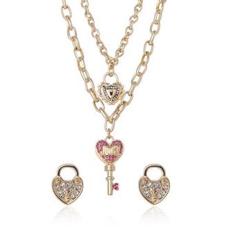 Juicy Couture Key Charm Layered Necklace and Lock Earring Set in Gold Tone at Nordstrom