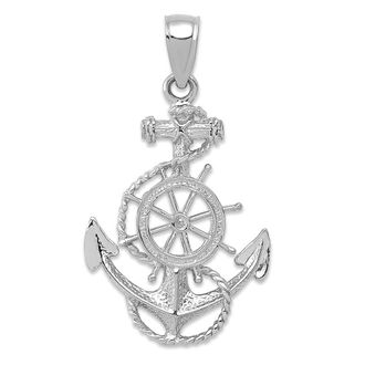 Diamond2Deal 14k Gold Anchor Wheel Pendant