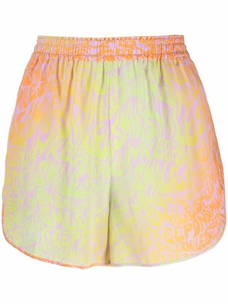 Stella McCartney Shorts met tekst - Geel