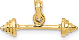 Diamond2Deal 10k Yellow Gold Solid Polished 3-D Dumbbell Charm