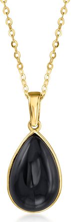 Ross-Simons Onyx Pendant Necklace in 10kt Yellow Gold