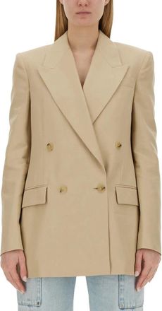 Stella McCartney Double-Breasted Blazer - Dames - Blazers - Beige - M - Leer - Jassen