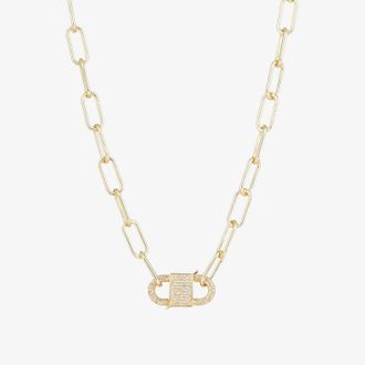 Eye Candy Los Angeles Womens Violet Chain Link Cubic Zirconia Necklace In Gold