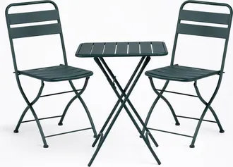 Sklum Sklum - Set de Mesa (60x60 cm) y 2 Sillas Plegables de Jardín Janti