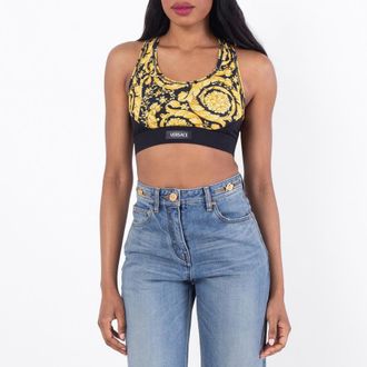 Versace Barocco Print Gym Sports Bra, Size Small
