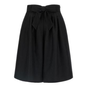 Valentino Garavani Korte Broeken, Dames, Zwart, S, Wol, Bow Bermuda Shorts