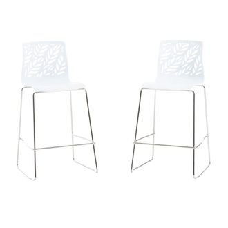 Siediti Fuori e Dentro Pareja de taburetes de cocina de resina con fibra de vidrio blanco