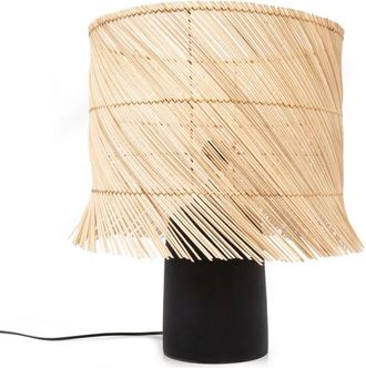 Bazar Bizar L&aacute;mpara de mesa de rat&aacute;n negro natural