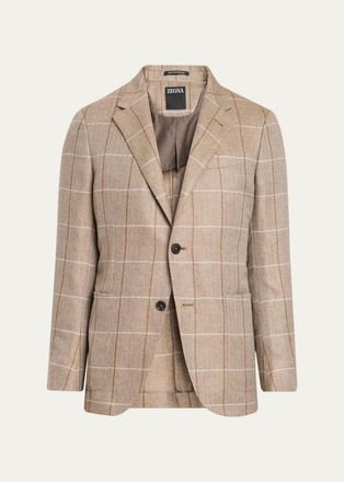 Ermenegildo Zegna Mens Cashmere Grid Check Sport Coat
