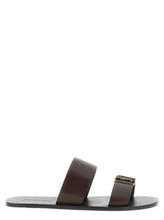 Saint Laurent Dark Brown Logo Sandals