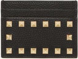 Valentino Garavani Rockstud Grainy Calfskin Cardholder Wo