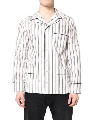 Dolce & Gabbana White Stripes Lounge Pajama Sleepwear Mens Shirt