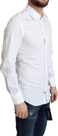 Dolce & Gabbana White Cotton Long Sleeves Men Formal Shirt