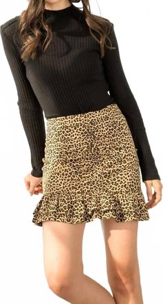 THML Clothing Ruffle Mini Skirt In Cheetah