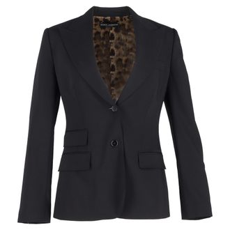 Dolce & Gabbana Dolce & Gabbana Gabardine Turlington Blazer in Zwart Maagdelijk Wol