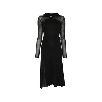 Fendi Hooded Long-sleeve Midi Dress