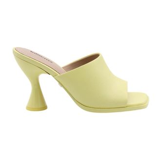 Lola Cruz Heeled Mules, female, Yellow, Size: 9 US Beige Mule Sandals
