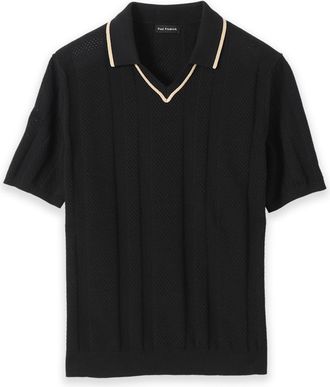Paul Fredrick Cotton Crochet V-neck Polo