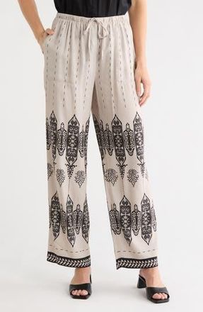 Joie Printed Wide Leg Linen Blend Pants in Paisley Aztec Border Print at Nordstrom Rack, Size X-Small