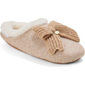 Dearfoams Josie Knit Clog Slipper with Bow in Latte at Nordstrom, Size X-Large M