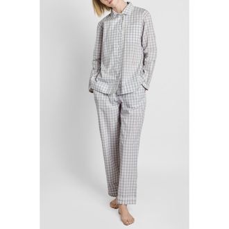 Sleepy Jones Bishop Pajama Set in Large Grey Gingham at Nordstrom, Size Medium