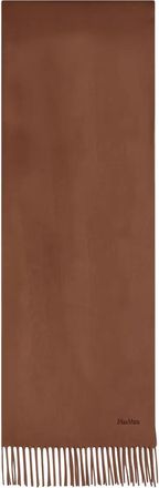 Max Mara Sciarpa con frange e logo - Marrone
