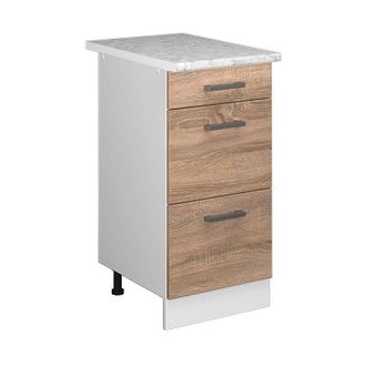 Vicco Mueble Bajo De Cocina R-line, Sonoma, 40 Cm Con Cajones Y Encimera