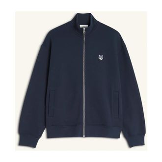 Maison Kitsun&eacute; Zip-throughs, male, Blue, Size: XL Fox Head Zipped Comfort Sweatshirt