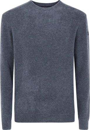 Roberto Ricci Design Boucl&egrave; Ronde Gebreide Trui - Heren - Ronde hals truien - Grijs - L - Wol - Truien & Vesten