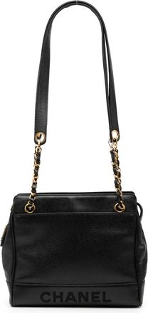 Chanel Borsa a spalla in pelle Caviar con logo e catena 1996-1997 - Nero