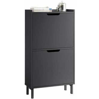 SoBuy Sobuy - Zapatero Estrecho con 2 Solapas Organizador para Zapatos de Entrada 50 x 19 x 90 cm Negro FSR151-SCH es