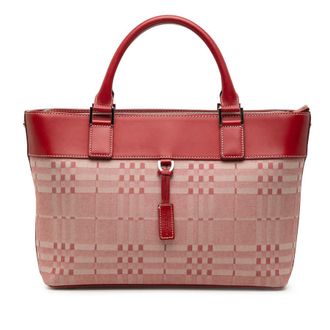 Burberry Pre-owned Burberry Leather Trimmed Tonal Check Canvas Handbag Ladies WEXDS24GGZBX1Q1M