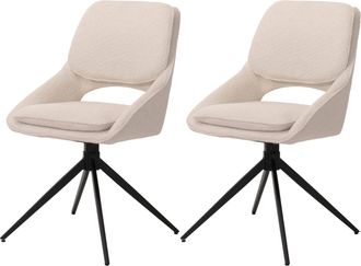 Hhg Hhg - Juego De 2 Sillas De Comedor 612, Silla De Cocina, Giratoria Con Retorno Autom&aacute;tico, Tejido Boucl&eacute; (540 G/m&sup2;) &Ouml;ko-tex, Crema
