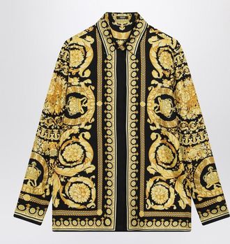 Versace Black and gold printed silk twill shirt