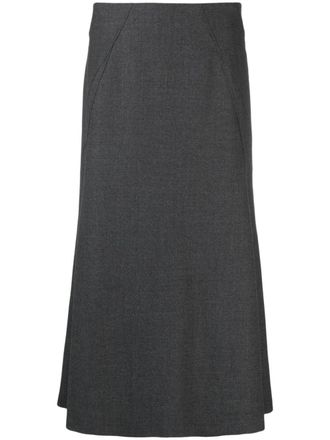 Alberta Ferretti Gonna midi svasata a vita alta - Grigio