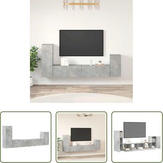vidaXL Mobili TV - Set di Mobili Porta TV 4 pz Grigio Cemento in Legno Multistrato