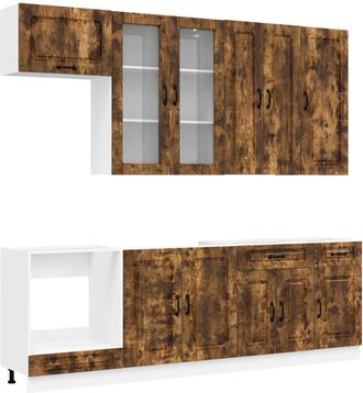 vidaXL Unidad De Cocina Kalmar 8 Uds. Roble Ahumado Vidaxl