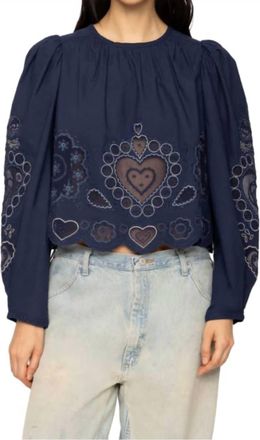 Sea New York Jeanetta Long Sleeve Top In Navy