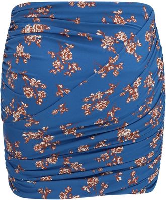 Magda Butrym Womens Draped Floral-Print Swim Mini Skirt Blue Polyamide; Elastane