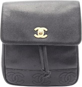 Chanel Pre-owned Caviar Skin Rugzak - Dames - Vintage Rugzakken - Zwart - ONE Size - Leer - Vintage