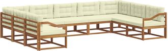 vidaXL Conjunto De Sof&aacute;s De Exterior 9 Uds. Natural Y Crema Vidaxl