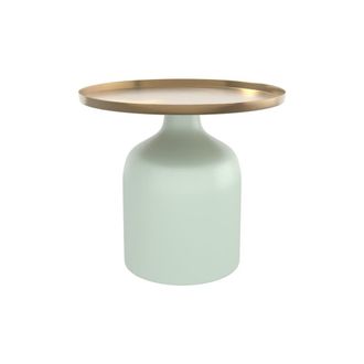 Rendez-Vous D&eacute;co Mesa auxiliar redonda de metal verde agua y lat&oacute;n D44,5 cm