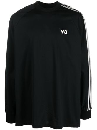 Yohji Yamamoto logo-print 3-Stripes sweatshirt - Black