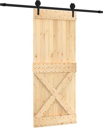 vidaXL Puerta Corredera Natural Y Negro 85 X 210 Cm Vidaxl