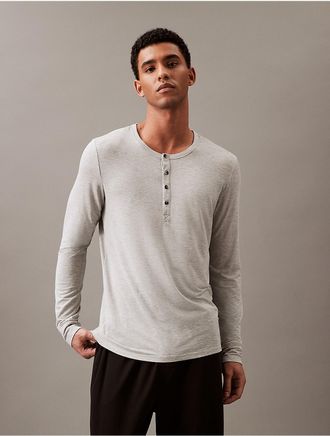 Calvin Klein Mens Ultra-Soft Modern Lounge Henley T-Shirt - Grey - XL