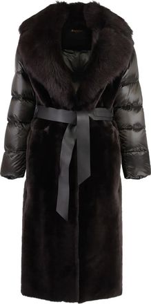 Moorer Cappotto imbottito Duero con finiture in pelliccia sintetica - Marrone